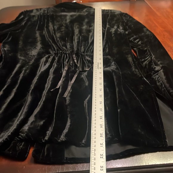 J. Jill button front black velour collared top tunic tie in back size Medium - Picture 8 of 9